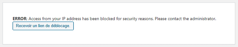 Message d'erreur pour IP verrouillé par AIOS.